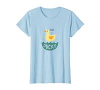 Just Ducky: Simpatica paperella di Gomma Gialla Divertente per Il Bagno Maglietta, Donna, Celeste, M