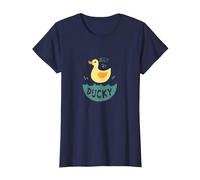 Just Ducky: Simpatica paperella di Gomma Gialla Divertente per Il Bagno Maglietta, Donna, Navy, XS