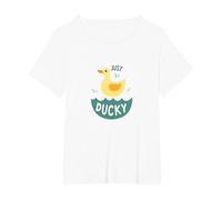 Just Ducky: Simpatica paperella di Gomma Gialla Divertente per Il Bagno Maglietta, Donna Plus-Size, Bianco, 1X