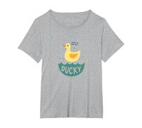 Just Ducky: Simpatica paperella di Gomma Gialla Divertente per Il Bagno Maglietta, Donna Plus-Size, Grigio Melange, 3X
