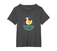 Just Ducky: Simpatica paperella di Gomma Gialla Divertente per Il Bagno Maglietta, Donna Plus-Size, Grigio Scuro, 1X
