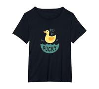 Just Ducky: Simpatica paperella di Gomma Gialla Divertente per Il Bagno Maglietta, Donna Plus-Size, Nero, 1X
