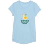 Just Ducky: Simpatica paperella di Gomma Gialla Divertente per Il Bagno Maglietta, Ragazze, Celeste, L