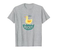 Just Ducky: Simpatica paperella di Gomma Gialla Divertente per Il Bagno Maglietta, Uomo, Grigio Melange, XL