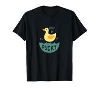 Just Ducky: Simpatica paperella di Gomma Gialla Divertente per Il Bagno Maglietta, Uomo, Nero, XL