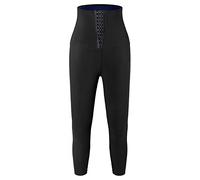Just Fab - Pantaloni da yoga e sauna, da donna, a vita alta, leggings dimagranti, per allenamento, body shaper cosce e sonno, Blu, L