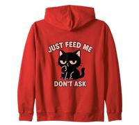 Just Feed Me Don't Ask Funny Kawaii Gatto Nero Felpa con Cappuccio