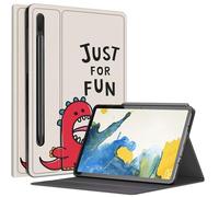 Just for Fun - Custodia a forma di dinosauro per Samsung Galaxy Tab S8 Plus/Tab S7 FE 12,4" 2021/Galaxy Tab S7 Plus 2020, angoli di visualizzazione multipli con portapenna S e funzione sleep/wake