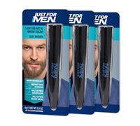Just for Men 1-Day Beard & Brow Color, Temporary Color for Beard and Eyebrows, For a Fuller, Well-Defined Look, Up to 30 Applications, Light Brown, Ships in Eco-Friendly Packaging (Pack of 3)