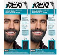 Just For Men Baffi & Barba, Colore Barba, Tinta, Colore Barba, Elimina i Capelli grigi Per Un Aspetto Più Pieno, Con Pennello Applicatore, Colore Nero, M55 (Confezione da 2)