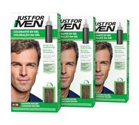 Just For Men Colorante in gel, tinta capelli uomo, copre solo i capelli grigi, ripristinando il colore originale per un aspetto naturale, colore marrone, H35 (3 confezioni)