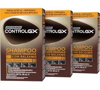 Just For Men Control GX, Shampoo Colorante Uomo, Colore E Tinta Per Capelli, 2-In-1 Con Balsamo, Riduce Gradualmente Il Grigio, Per Un Look Naturale (3 Pack)