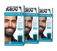 Just For Men Tintura Baffi E Barba, Rimuove I Capelli Grigi Per Un Aspetto Più Spesso E Pieno, Con Pennello Applicatore Incluso, Colore Nero, M55 (3 Pack)