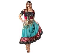 JUST FOR PARTY Costume da zingara da donna, stile rinascimentale, con fascia per capelli, per Halloween, feste in maschera