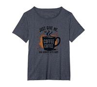 Just Give Me Coffee - Maglietta Divertente con Grafica Caffeine Addict Maglietta, Donna Plus-Size, Pervinca, 4X