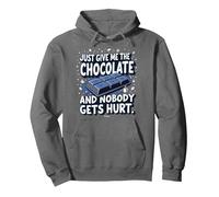Just Give Me The Chocolate Funny Food Lover - Grafica Felpa con Cappuccio, Unisex per Adulti, Asfalto, XXL