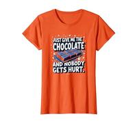 Just Give Me The Chocolate Funny Food Lover - Grafica Maglietta, Donna, Arancio, 3XL
