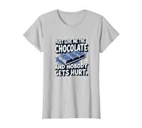 Just Give Me The Chocolate Funny Food Lover - Grafica Maglietta, Donna, Argento, S