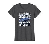 Just Give Me The Chocolate Funny Food Lover - Grafica Maglietta, Donna, Grigio Scuro, XL
