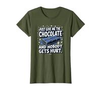 Just Give Me The Chocolate Funny Food Lover - Grafica Maglietta, Donna, Oliva, XS