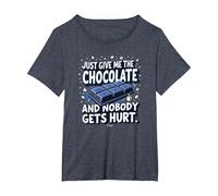 Just Give Me The Chocolate Funny Food Lover - Grafica Maglietta, Donna Plus-Size, Pervinca, 3X