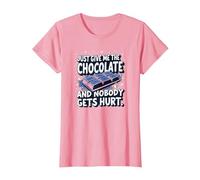 Just Give Me The Chocolate Funny Food Lover - Grafica Maglietta, Donna, Rosa, XS