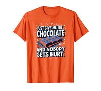 Just Give Me The Chocolate Funny Food Lover - Grafica Maglietta, Uomo, Arancio, XL