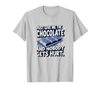 Just Give Me The Chocolate Funny Food Lover - Grafica Maglietta, Uomo, Argento, 3XL