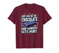 Just Give Me The Chocolate Funny Food Lover - Grafica Maglietta, Uomo, Bordeaux, XL