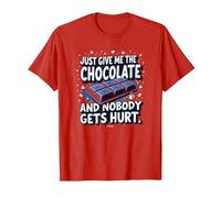 Just Give Me The Chocolate Funny Food Lover - Grafica Maglietta, Uomo, Rosso, XL