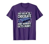 Just Give Me The Chocolate Funny Food Lover - Grafica Maglietta, Uomo, Viola, 3XL