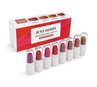 Just Herbs Kit di 8 rossetti ayurvedico micro-mini, a lunga durata, senza peso, formula ayurvedica, adatto ai viaggi, 9,6 g