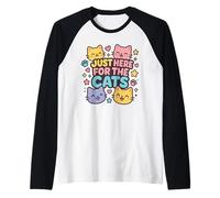 Just Here for The Cats - Camicia con Animali Kawaii Kitty Lover Maglia con Maniche Raglan