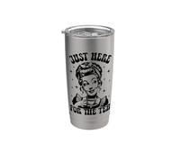 Just Here For The Tea Funny Vintage Retro Trendy Meme Bicchiere termico in acciaio inox doppia parete