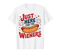 Just Here for the Wieners, divertente hot dog cookout patriottico Maglietta