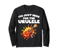 Just Here for Ukulele Chitarra Hawaiana Musicista Musica Maglia a Manica