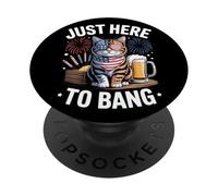 Just Here To Back Cat Fireworks Independence Day 4 luglio PopSockets PopGrip Adesivo