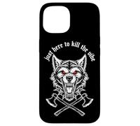 Just Here To The Vibe Wolf Head Red Eyes Asse incrociate Custodia per iPhone 15