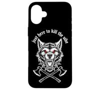 Just Here To The Vibe Wolf Head Red Eyes Asse incrociate Custodia per iPhone 16 Plus