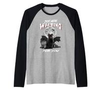 Just Here Waiting for You Black Cat Devil Moon Halloween Maglia con Maniche Raglan