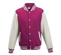 Just Hoods College Jacke 'Varsity Jacket', Giacca Unisex - Adulto, Rose Vif/Blanc.,