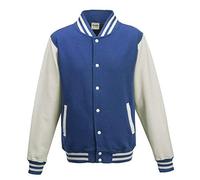 Just Hoods - Giacca College "Varsity Jacket", unisex Blu Royal/bianco XS