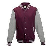 Just Hoods - Giacca College "Varsity Jacket", unisex Bordeaux/grigio mélange. M