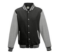 Just Hoods - Giacca College "Varsity Jacket", unisex Carbone/grigio mélange. XS