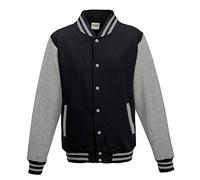 Just Hoods - Giacca College "Varsity Jacket", unisex Jet Black/Heather Grey. S