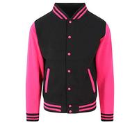 Just Hoods - Giacca College "Varsity Jacket", unisex Jet Black/Hot Pink XS