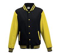 Just Hoods - Giacca College "Varsity Jacket", unisex Jet Black/Sun Yellow XL