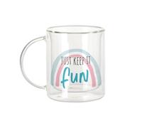 Just Keep it Fun Tipografia Message Inspiration Good Vibes - Tazza da caffè e The Isotherme 330 ml, effetto sospeso anti-bruciore, stampa in Francia