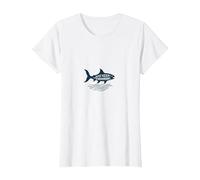Just Keep Swimming Shark | Oceano Motivazionale Maglietta, Donna, Bianco, L