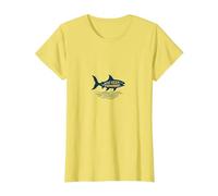 Just Keep Swimming Shark | Oceano Motivazionale Maglietta, Donna, Limone, S